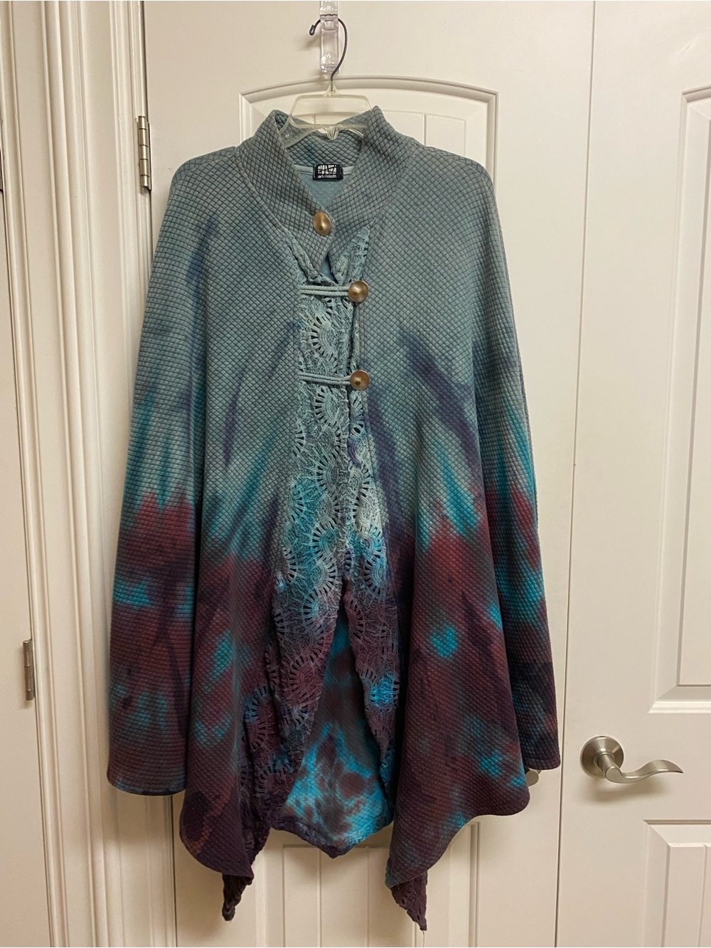 ART of CLOTH. Women's Gradient Teal Brown Knit Swing Poncho/Coat. ONE SIZE